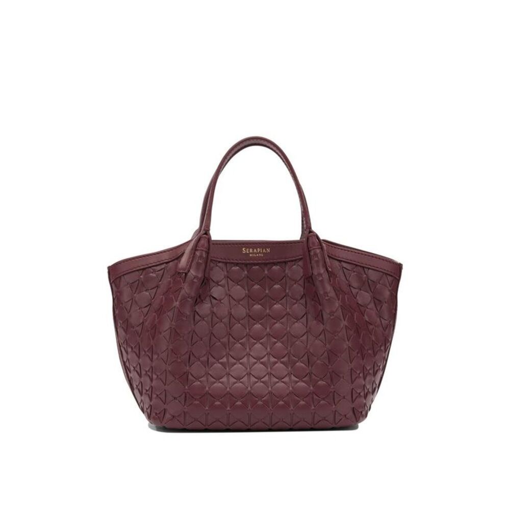 SERAPIAN Woven Leather Tote Bag Women BORDEAUX Handbags